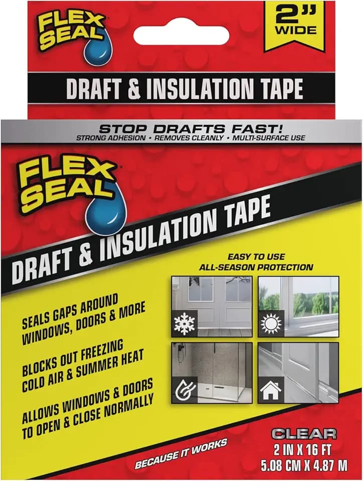 Flex Seal Draft and Insulation Tape, Clear, 2 in x 16 ft, 1-Pack