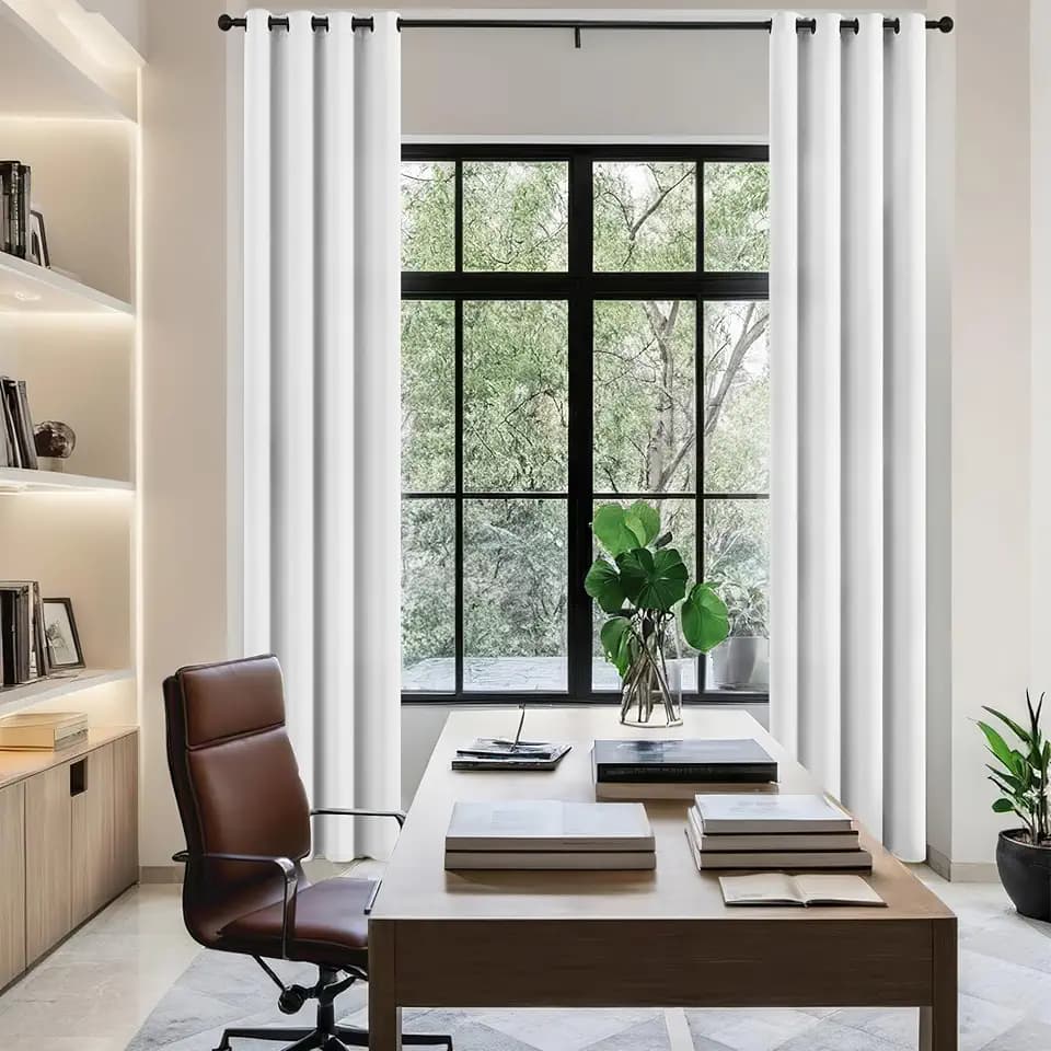 Greyish White 132 Inch Blackout Curtains for High Ceiling Living Room Extra Long Room Darkening Curtain Thermal Insulated Sun Blocking Luxury Modern Grommet Curtains Privacy Drapes Tall Window 52x132