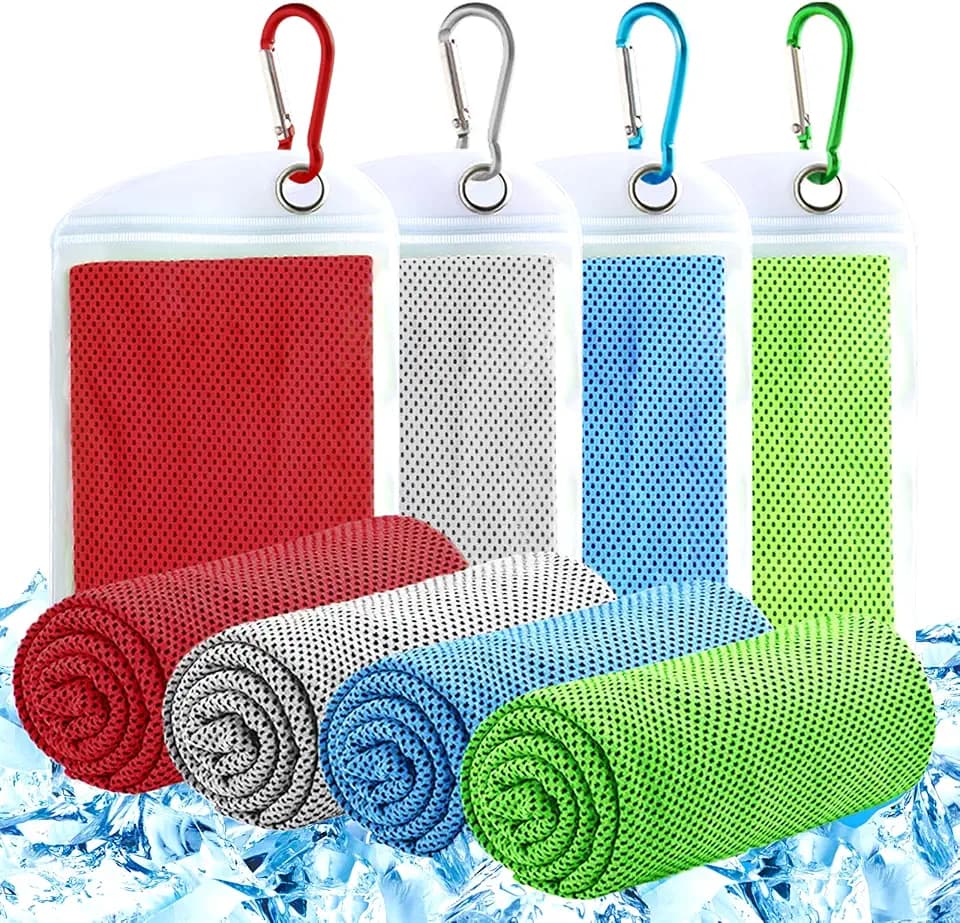 4 Stück Kühlendes Handtuch Kühlhandtuch Cooling Towel Kühlendes Handtuch Kühltücher Sporthandtuch Kühlende Handtücher Fitness Outdoor Sports, 100x30cm