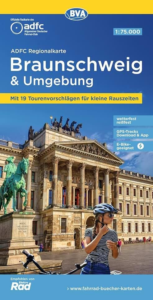 BVA ADFC Regionalkarte Braunschweig und Umgebung 1:75.000: mit Tagestourenvorschlägen, reiß- und wetterfest, E-Bike-geeignet, GPS-Tracks-Download,