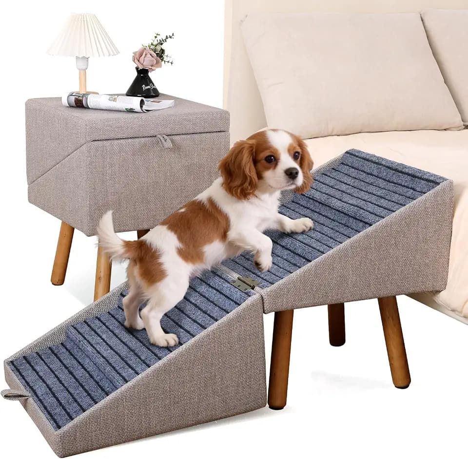 Dog Ramp for Bed Foldable Pet Stairs for High Beds 21.06" H