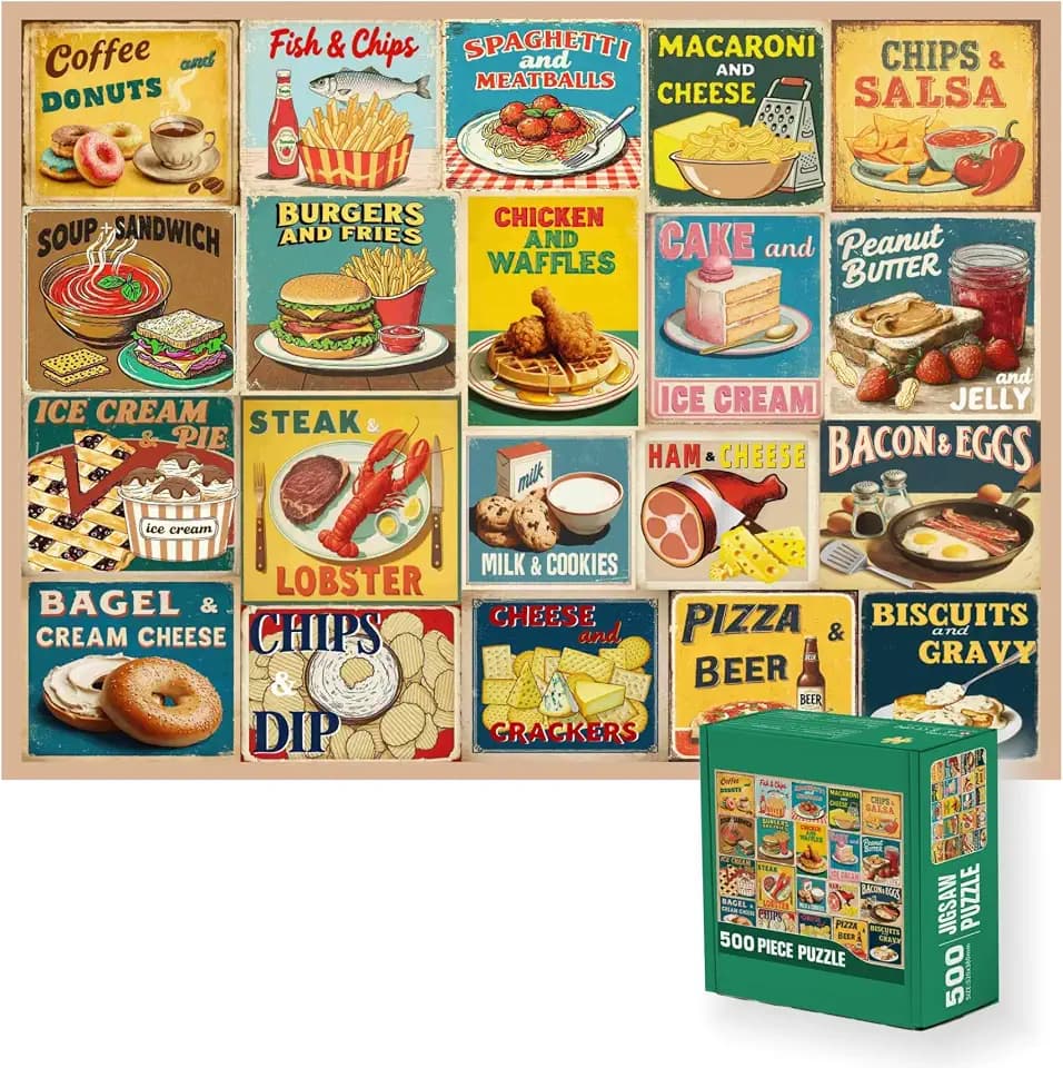 Jigsaw Puzzle for Adults Family Puzzle Game Food Combos Funny Jigsaw Puzzle (Food Combos, 500 Pieces)