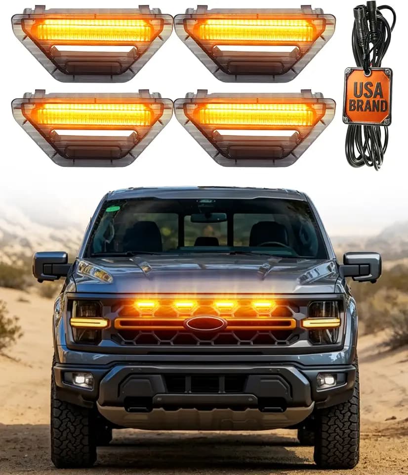 LED Grill Lights for Ford F150 2024-2026 Accessories Tremor Only, Amber