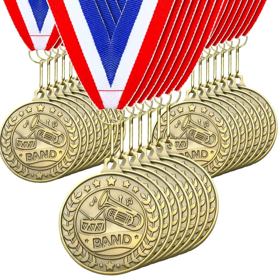 Quelay 30 Pcs Gold Star Awards Medals 2" Ribbons