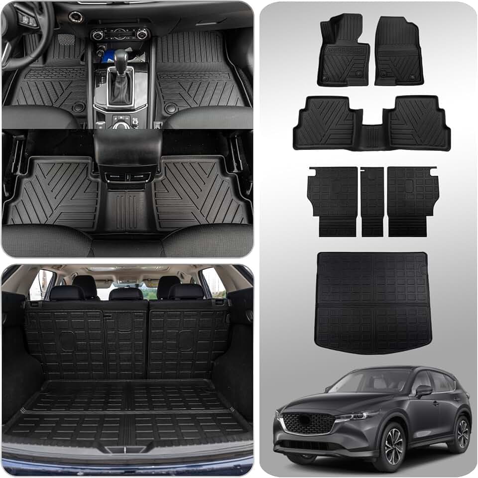 Floor Mats Compatible with 2023 2024 2025 Mazda CX5 Trunk Mat Cargo Liner TPE All Weather Back Seat Cover Protector 2024 CX-5 Accessories (Trunk Mat+Backrest Mats+Floor Mats)