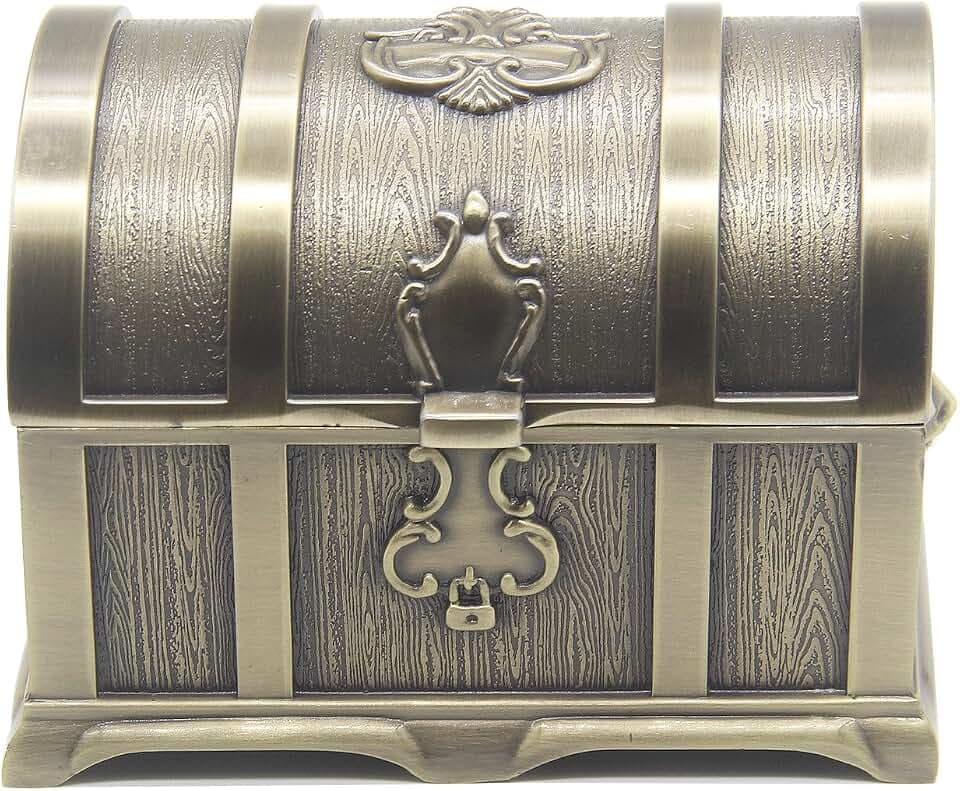 Schmuckkästchen aus Metall, rechteckig, Vintage-Stil, für Mädchen, Damen, Größe M, Bronze