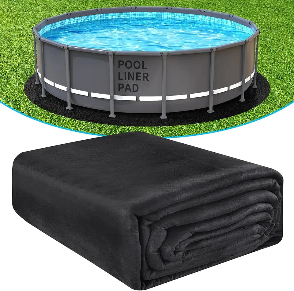 AquaJoyer 12FT Round Thicker Heavy Duty Pool Liner Pad for Above Ground Pool, Pool Padding Underlayment for Pool Bottom, Protects Pool Prevents Punctures Weed Barrier Comfortable underfoot