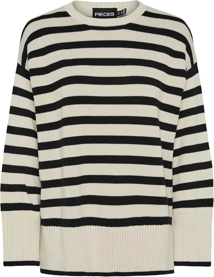 PIECES Pcava Ls O-Neck Slit Knit Noos