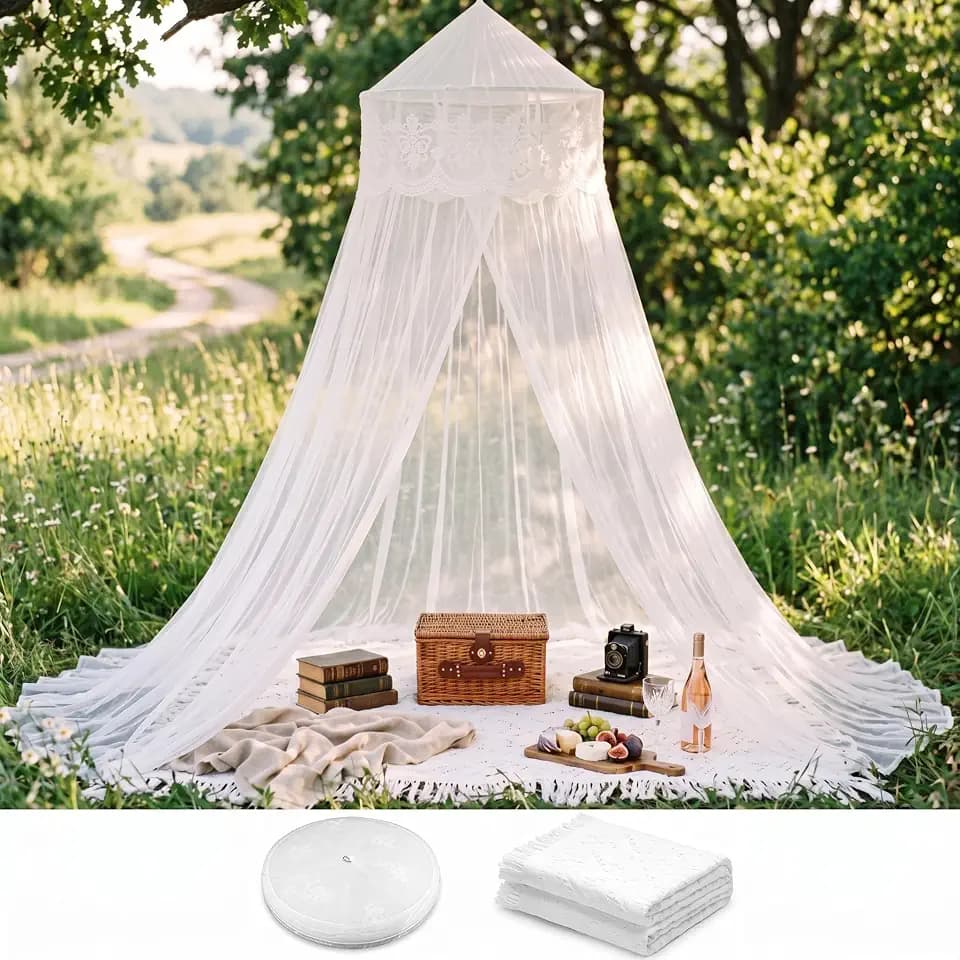 2 Pcs Boho Picnic Set Up Large White Picnic Blanket Foldable