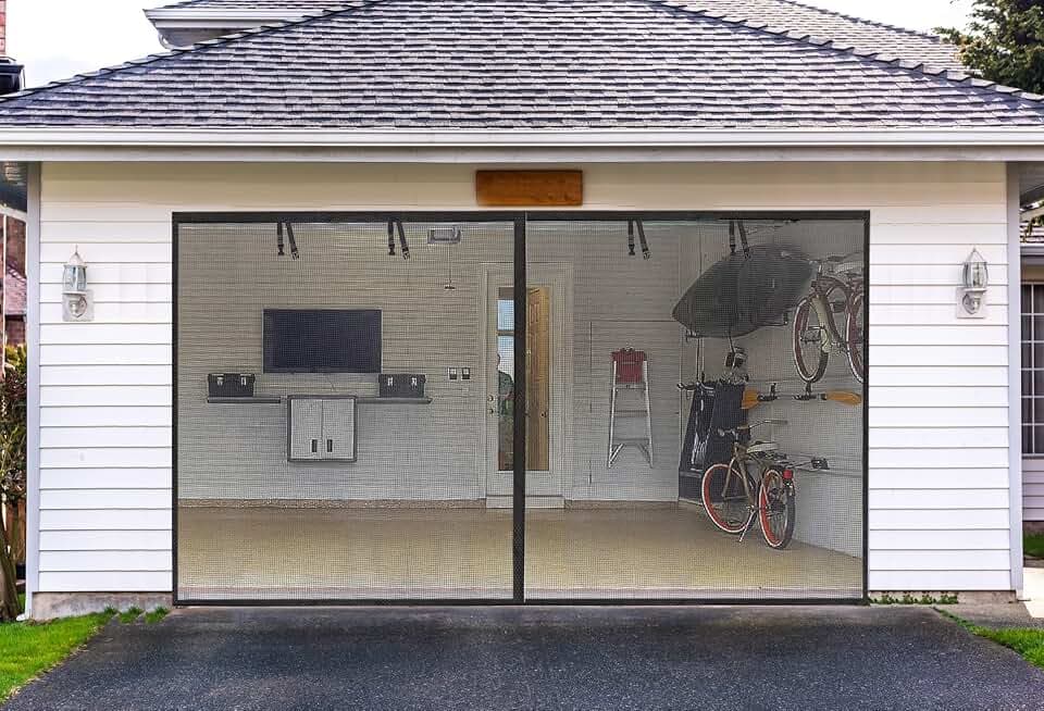 Elytsemoh Garage Screen Doors for 1 car garage-10x10FT Fiberglass Durable