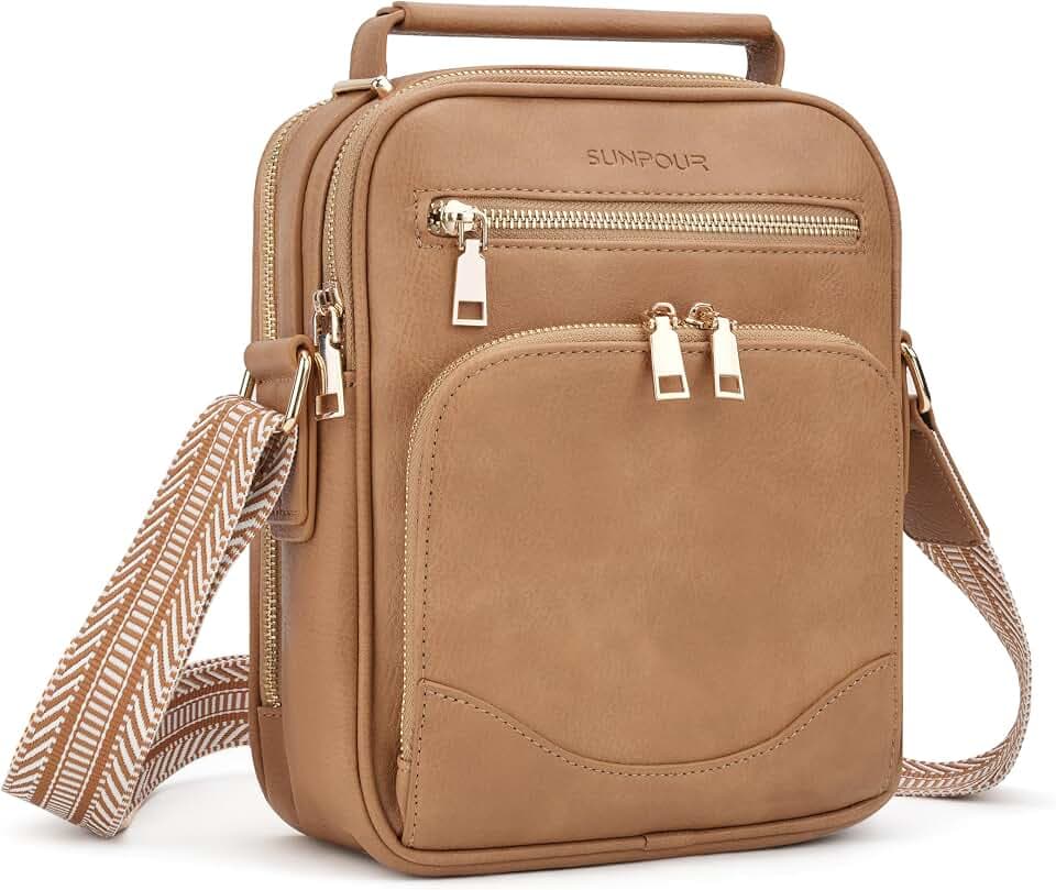 Womens Crossbody Purse, Vegan Leather Crossbody Bag RFID Built-in Wallet Handbag Shoulder Bag for Travel (Camel(Bohemian))