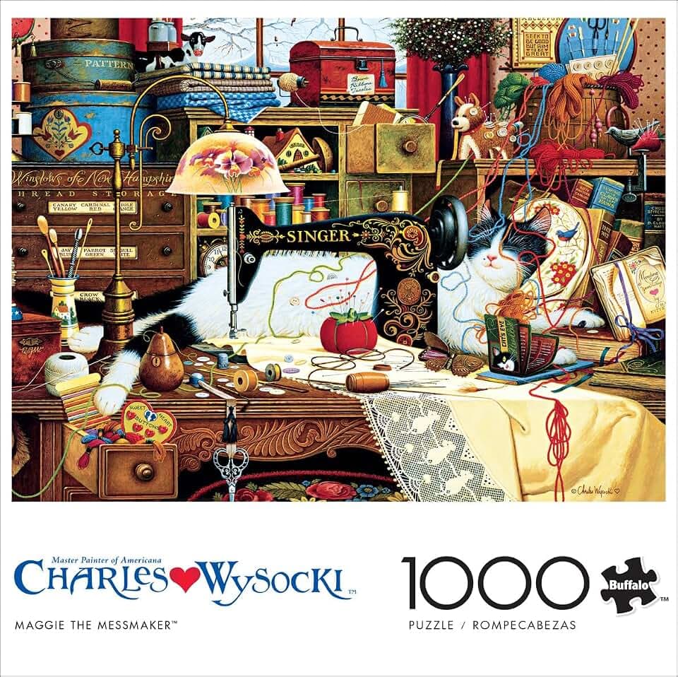 Buffalo Games Charles Wysocki, Puzzles for Adults 1000 Pieces, Cat Puzzle