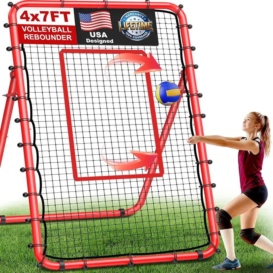 TomCare 7 x 4 FT Volleyball Rebounder Net, 5-Angle Adjustable Trainer