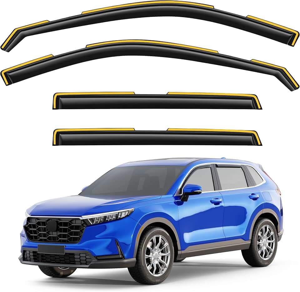 in-Channel Window Visors Rain Guards for Honda CR-V CRV 2023 2024 2025 2026 LX EX EX-L Sport Hybrid Sport Touring, 4PCS Dark Smoke Window Deflectors, Vent Visors, Vent Shades, Car Accessories