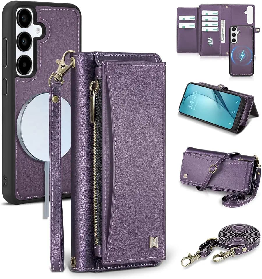 Wallet Case for Samsung Galaxy S24,RFID Blocking,Purple