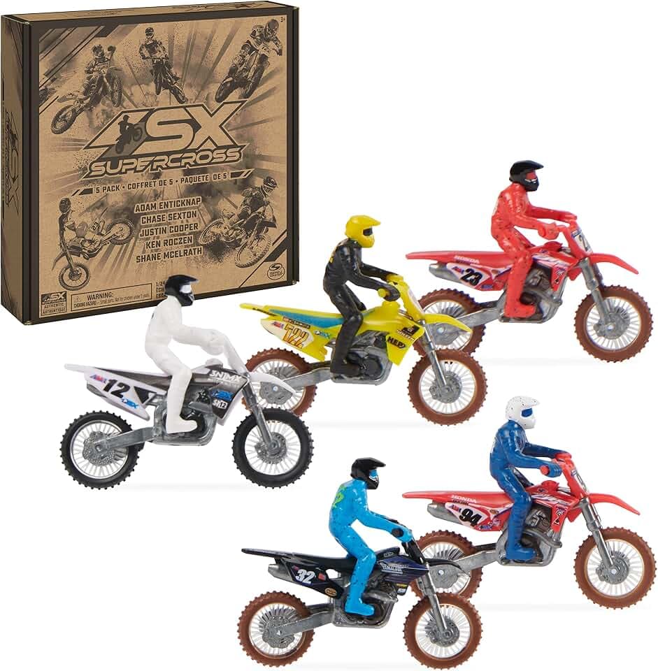 Supercross Authentic Die-Cast Motorcycles & Riders, 5-Pack