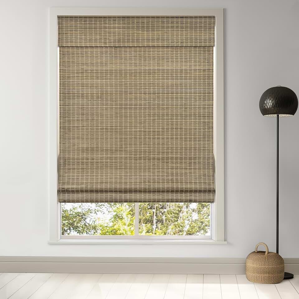 LazBlinds Cordless Bamboo Roman Shades, 34x64, BDP-Driftwood