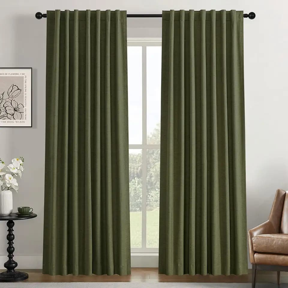 UHITECH Olive Green Blackout Curtains 84 Inch Long 2 Panels Set