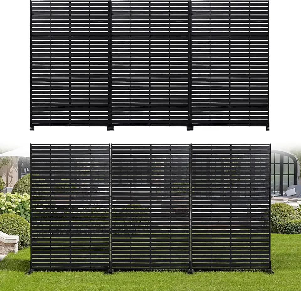 NicBex Outdoor Privacy Screen 72" HDPE Decorative 6 Panels for Patio,Black