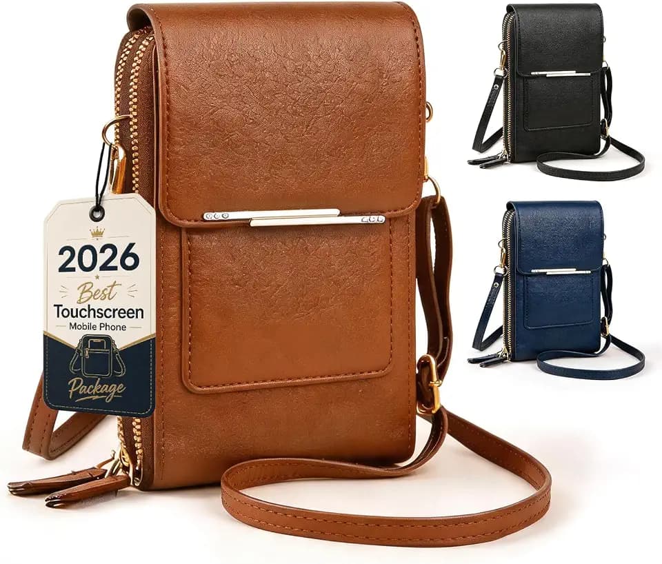Touch Screen Crossbody Phone Purse for Women Small Anti-Theft Crossbody Bag with Touchscreen Window Leather Strap 2026 Best (brown)