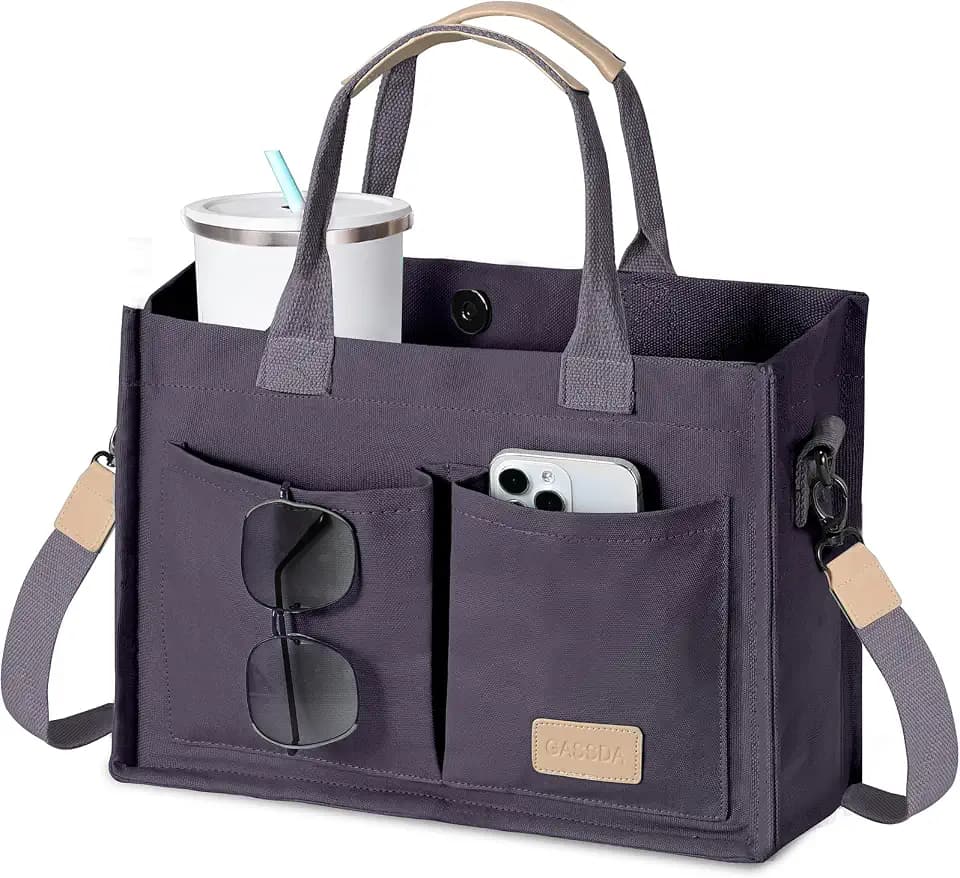 GASSDA Canvas Tote Bag for Women Crossbody Work Purse with Pockets Top Handle Handbag Satchel Bags for Travel Nurse Teacher