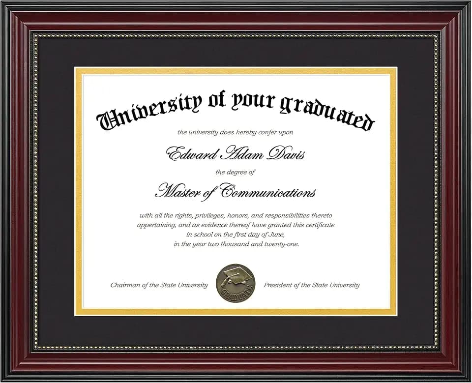 upsimples Diploma Frame 11x14, Wood Grain with Gold Beading, 1 Pack