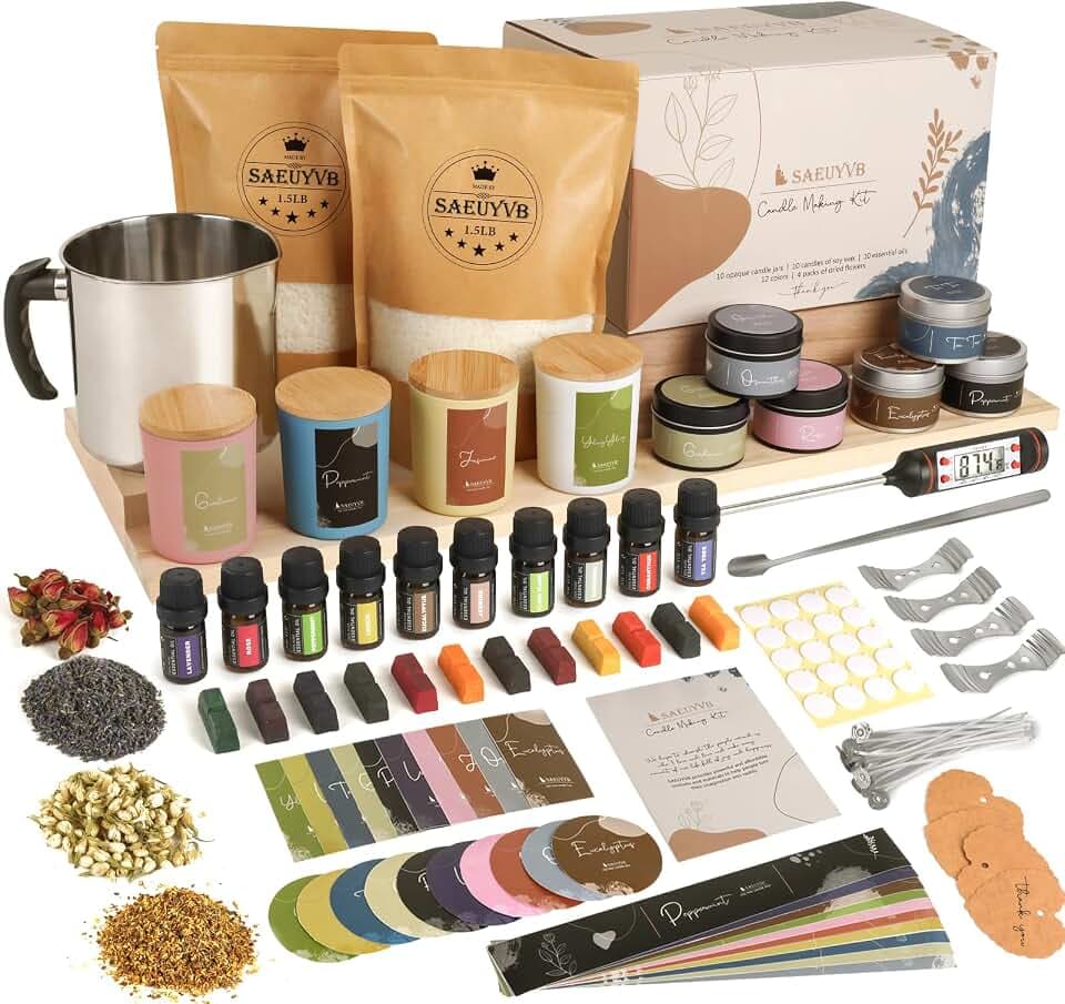 SAEUYVB Candle Making Kit,DIY Soy Candle Making Supplies/Kit for Adults