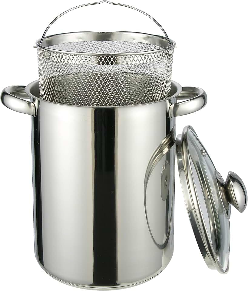 Haushalt International Nudeltopf & Spargeltopf hoch (Kochtopf 4 Liter, mit Sieb und Deckel) - Pastatopf mit Siebeinsatz, Hoher Kochtopf, ideal als Spargel Topf oder Spaghetti Kochtopf