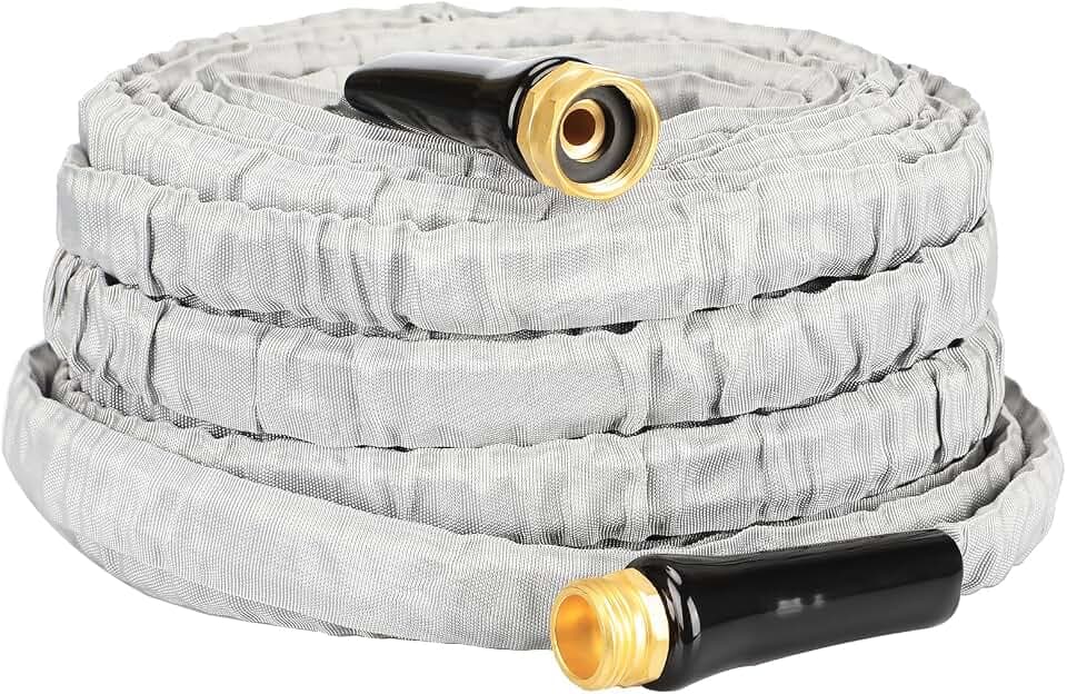 YOTOO Garden Hose 75FT, Lightweight, Durable, Flexible, Non-Expanding, Kink-Free Water Hose with Solid Brass Fittings for Outdoor, Watering flants and flowers, Car Wash, Gray