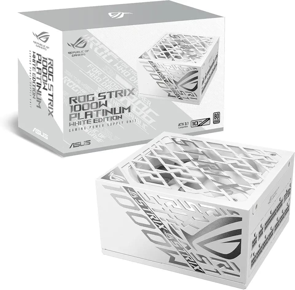 ASUS ROG Strix 1000W Platinum White Edition (Fully Modular Power Supply, 80 Plus Platinum Certified, ATX 3.1, GaN MOSFET, “GPU-First” Patented-Intelligent Voltage Stabilizer, 10-Year Warranty)