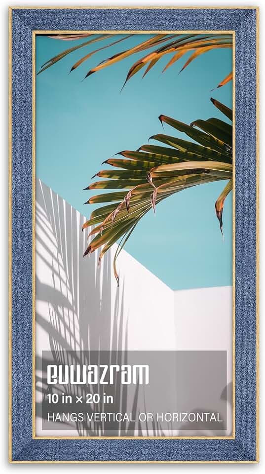 Suede 10x20 Frame - Single Frame, Christmas Elegant Sky Blue 10 x 20 Poster Frame, 10x20 Picture Frame for Artwork Puzzles Photos and Movie Posters