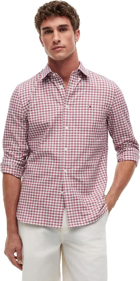 Tommy Hilfiger Men's Long Sleeve Oxford Shirts in Regular Fit, Men's Button Down Shirts, Also Available in Big and Tall