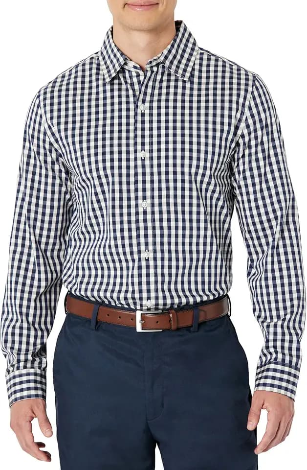 Amazon Essentials Men's Slim Fit Long Sleeve Wrinkle Resistant Stretch Dress Shirt
