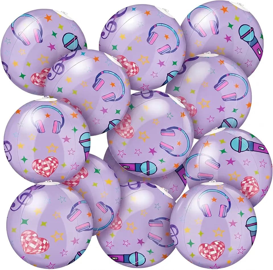 Civaner 12 Pcs Kpop Music Themed Beach Ball 7.87" Bulk Summer Pool and Beach Game Gifts Music Themed Decorations for Kpop Birthday Party