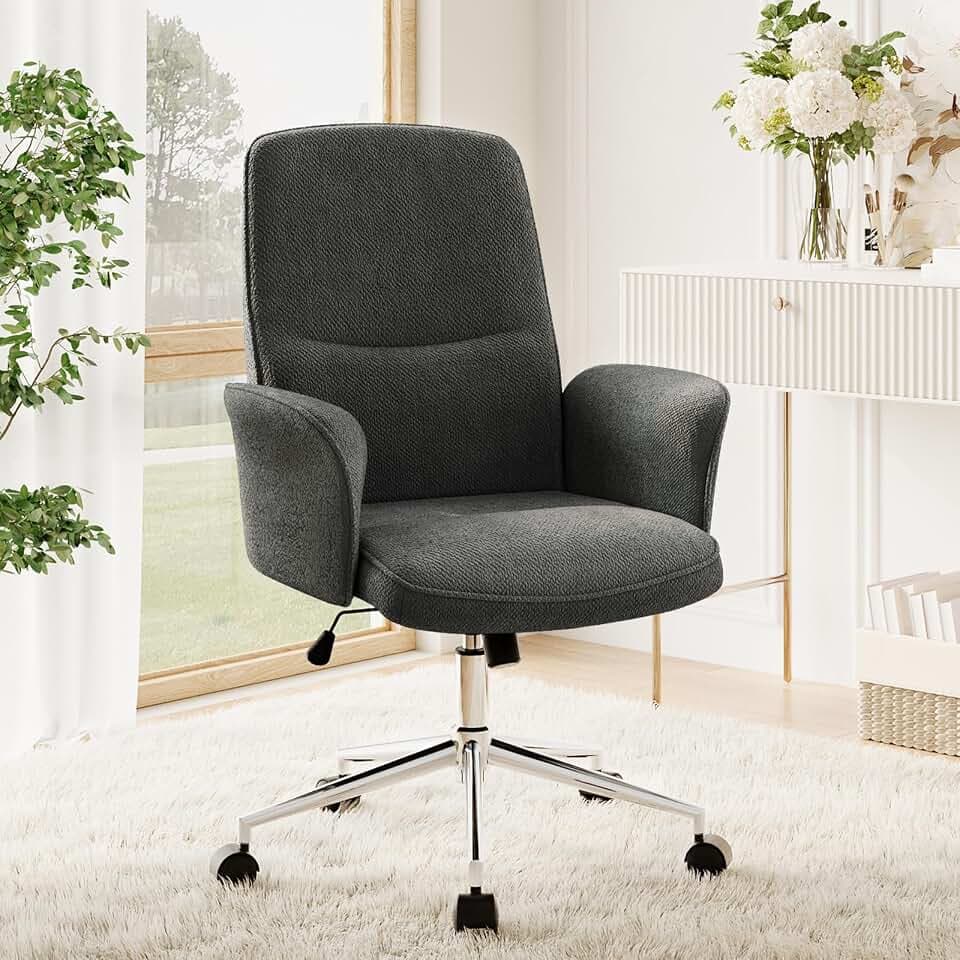 COLAMY High Back Shell-förmigen Bürostuhl, Moderne ergonomische Home Computer Schreibtischstuhl mit Einstellbarer Höhe, Swivel Rolling Lounge Task Chair für Erwachsene Arbeiten/entspannen, Dunkelgrau