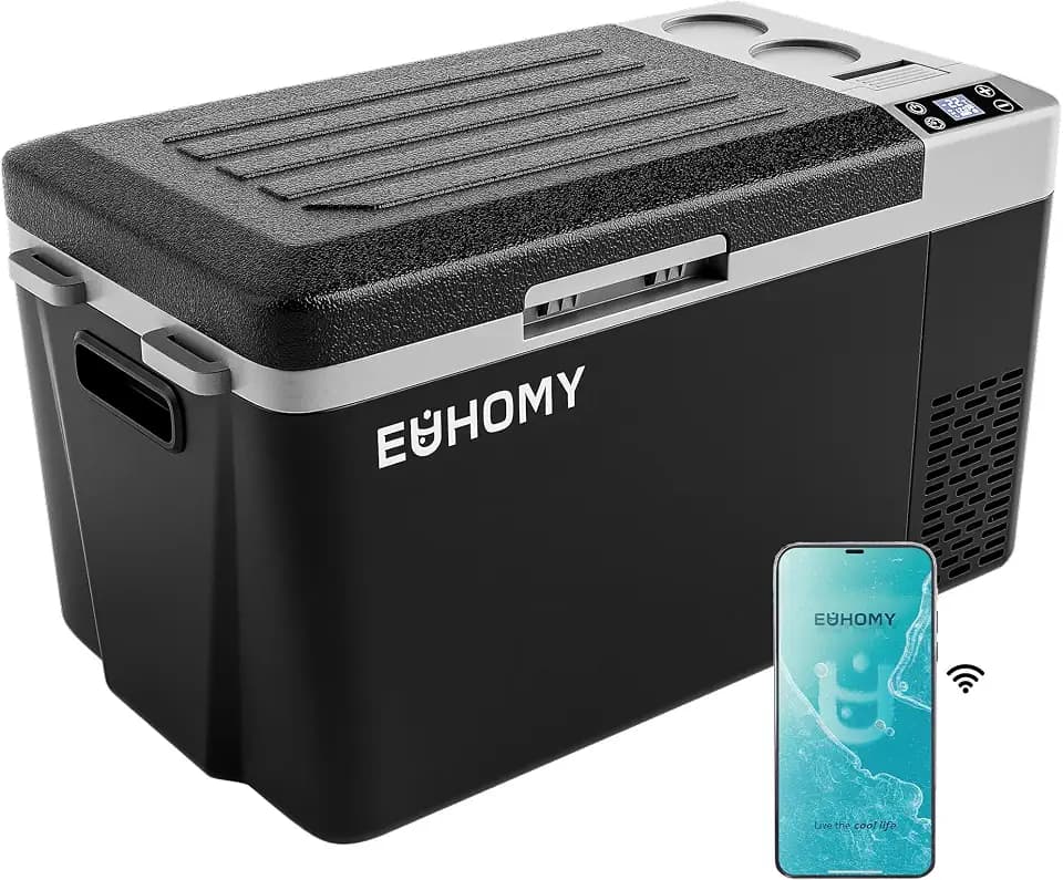 EUHOMY 24QT 12 Volt Refrigerator, Electric Cooler, Usable Battery, -4℉~68℉