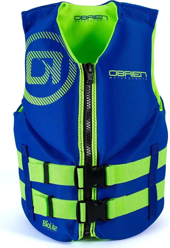 O'Brien Flex V-Back Life Jacket – Coast Guard Approved Adult Life Vest with Flex Fit Design, Lightweight Foam & Front Zip Closure for Watersports, Boating, and Jet Skiing