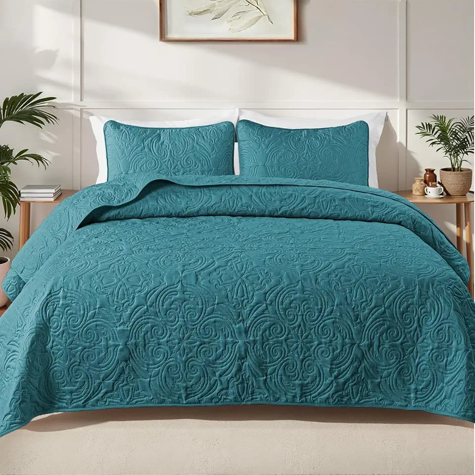 Exclusivo Mezcla 2 Piece Twin Size Quilt Bedding Set, Dusty Teal