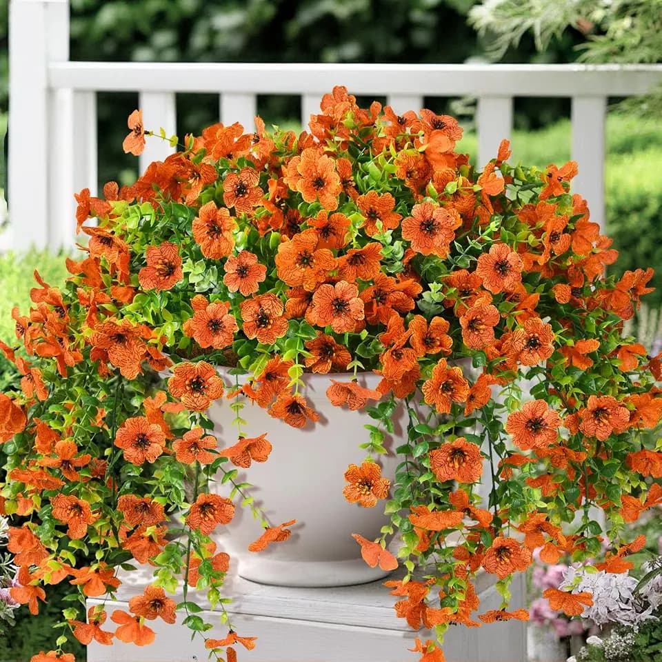 ZFProcess Artificial Hanging Flowers Plants for Outdoor Fall Decoration