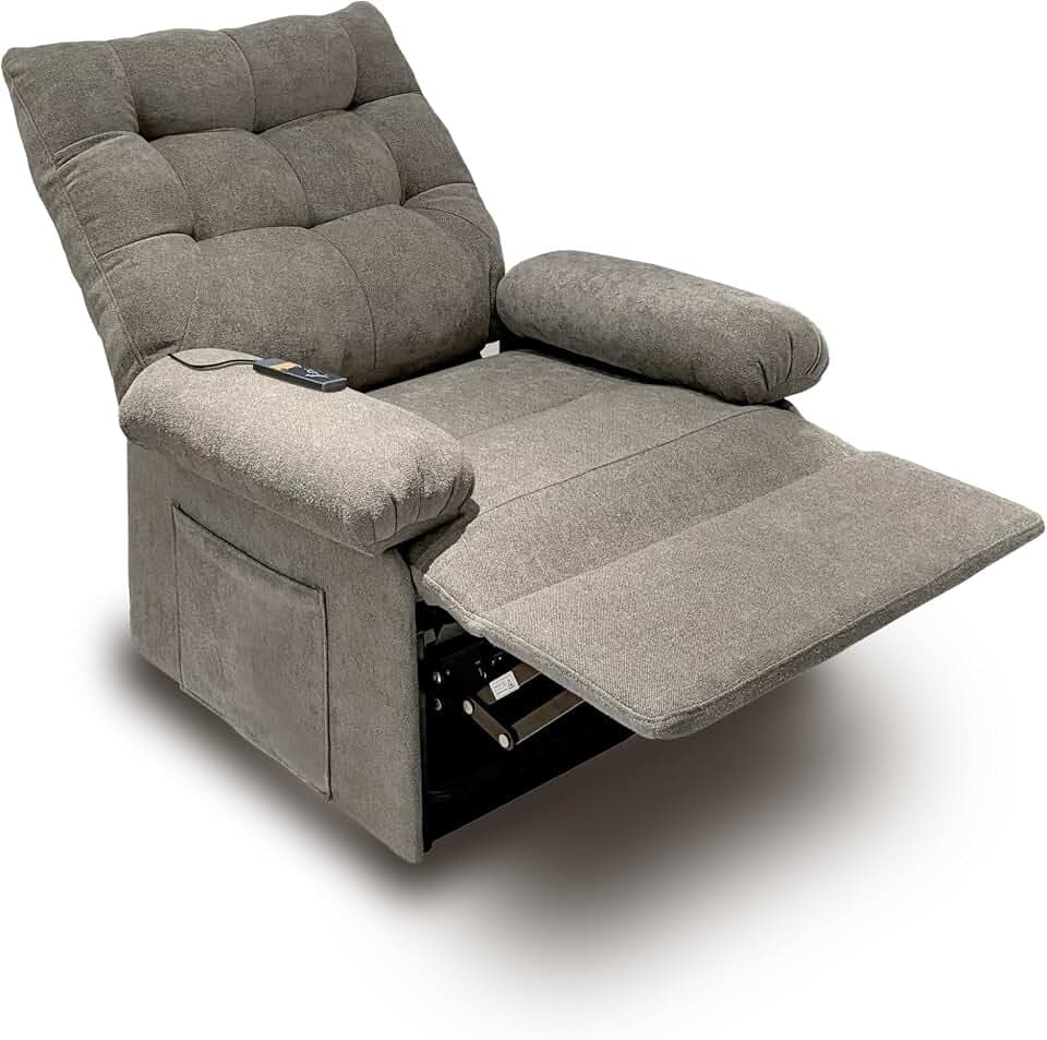 duehome Relaxsessel, Liegesessel, elektrischer Sessel, Cosmo Lift, Finish in Tabakgrau, Maße: 82 cm (Breite) x 90 cm (Länge) x 102 cm (Höhe)