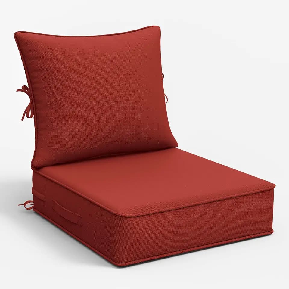 Outdoor Patio Chair Cushions Set 22 L X 24 W X 5 H Waterproof & Fade Resistant Deep Seat and Back Cushions with Removable Covers Outdoor Seat Cushion Set for Chairs and Sofas