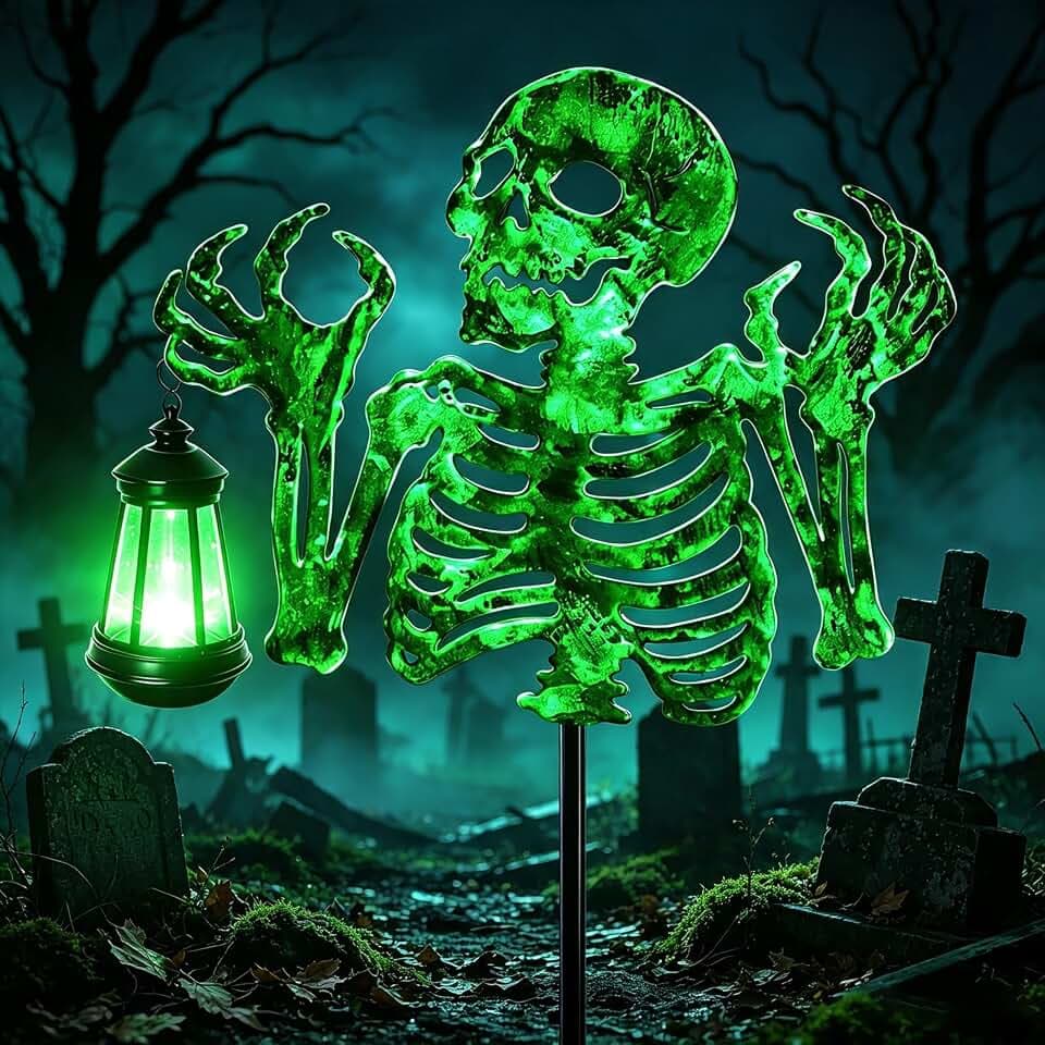 Halloween Decorations Outdoor Scary Skeleton Yard Stakes Solar Lights