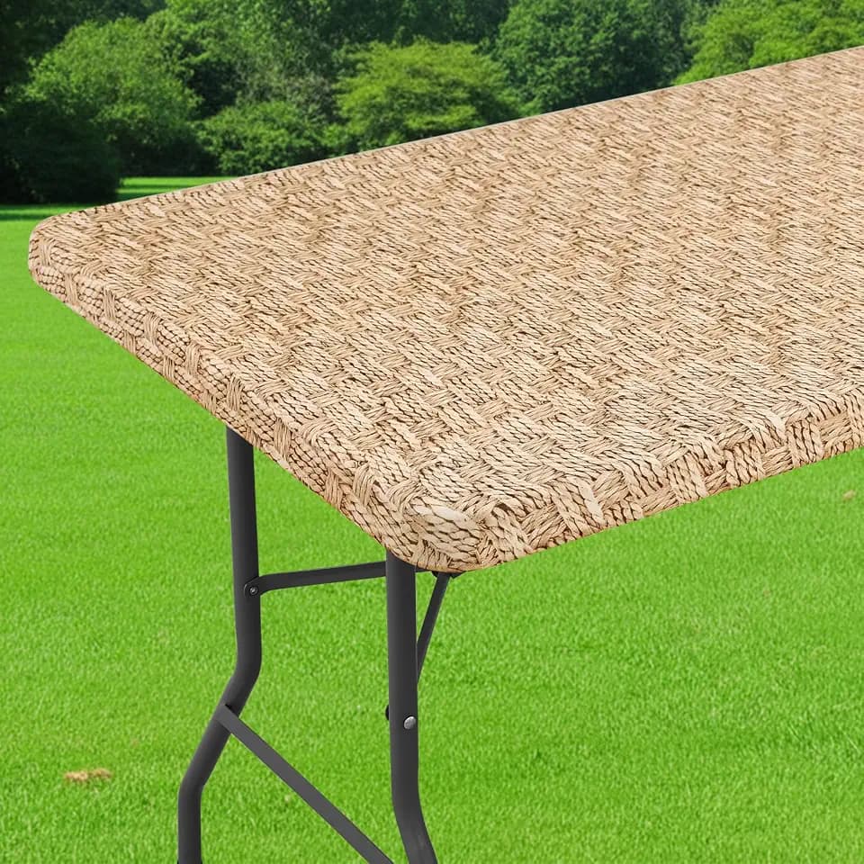 Smiry Spandex Printed 6FT Rectangle Table Cloth, Elastic Fitted Table Cover