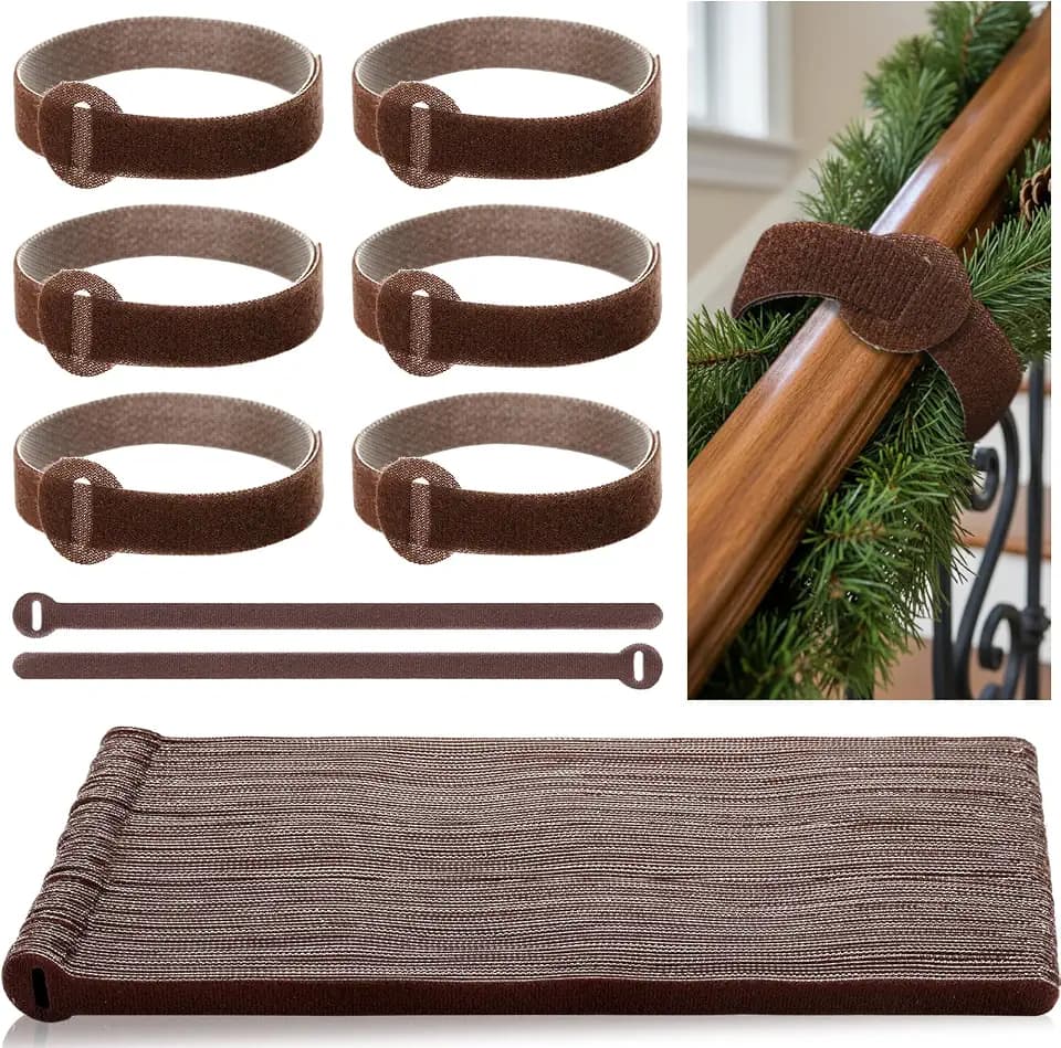 80 Pcs 16 Inch Christmas Garland Brown Adjustable Ties