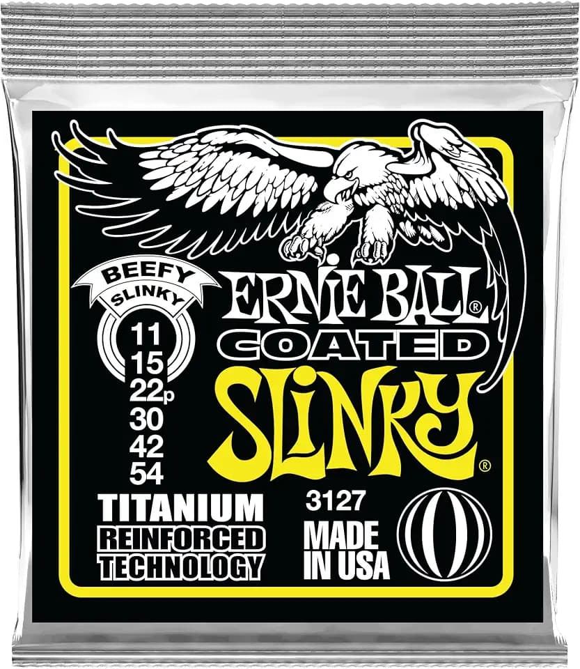 Ernie Ball Beefy Slinky Coated Titanium Electric Guitar Strings, 11-54 Gauge (P03127)