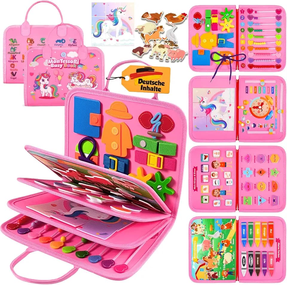 ZOOI Busy Board Montessori Spielzeug ab 1 2 Jahr, Busy Book ab 1 2 3 Jahre