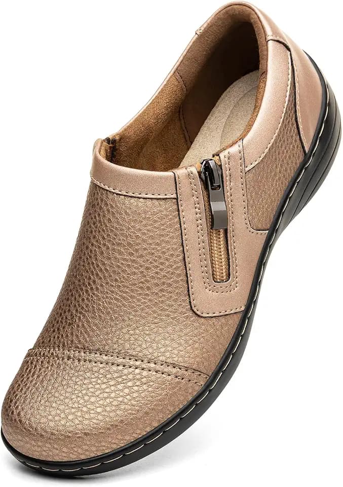Women's Comfortable & Lightweight Leather Loafers Cute Slip On Dress Shoes for Women Business Casual Office Work Shoes Everyday Walking Flats