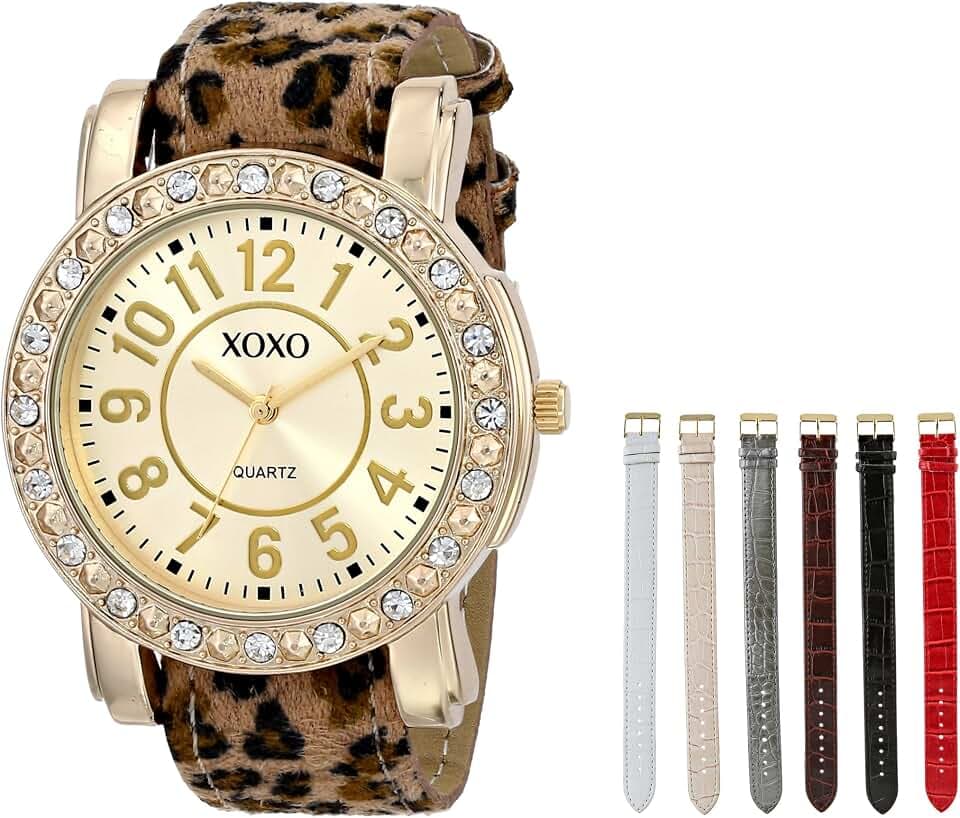 Accutime XOXO Women's XO9065 Analog Display Analog Quartz Gold-Tone Watch with Interchangeable Straps