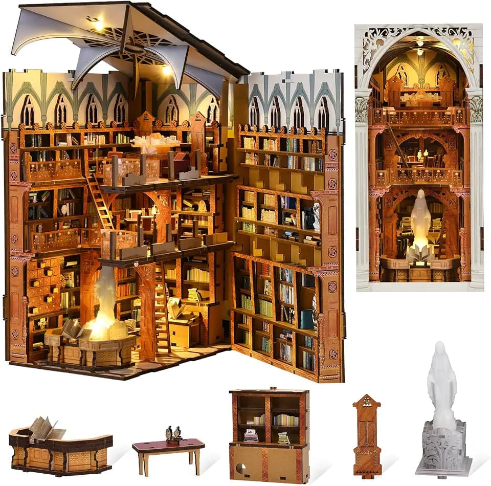 MiniCity Öffentliche Bibliothek DIY Book Nook Kit mit LED fürs Bücherregal