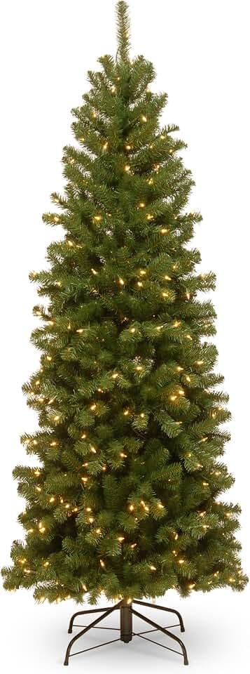 National Tree Company 6ft Pre-Lit North Valley Spruce Slim Christmas Tree
